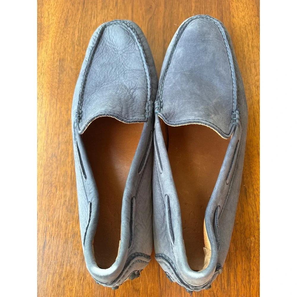 Frye Lewis Venetian Men 9.5 D Blue Nubuck Leather Driving Loafers 3485228